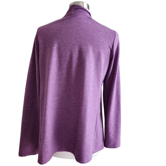 LOGO Lounge Lori Goldstein Open Front Waterfall Cardigan Jacket Size M Purple - Picture 4 of 12